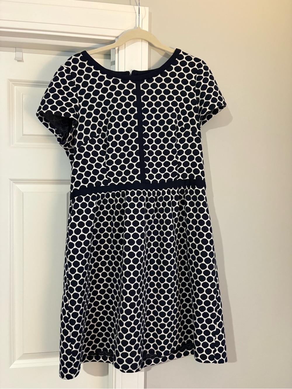 Boden Navy and White Dot Fit-and-Flare Womans Dress